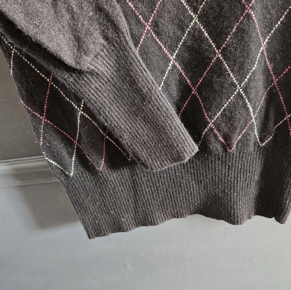 Womens Gordon Cooper Golf Argyle Wool & Cashmere Sweater – Size S – Black - Picture 3 of 5